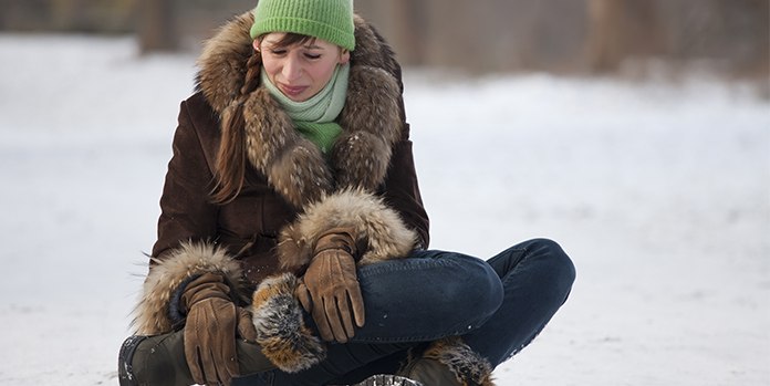 Woman Unable to Walk Safely On Snow Ice Ankle Injury